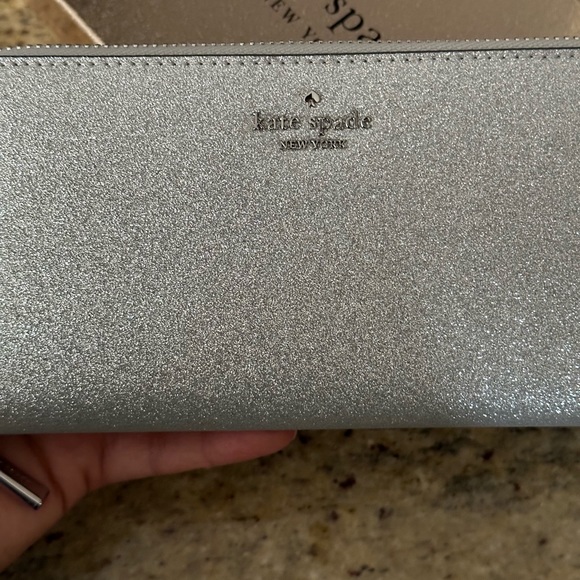 Kate Spade Tinsel Glitter Continental Women's Wallet - silver, Large - Picture 2 of 5